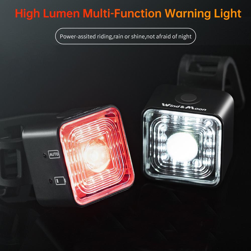 Bicycle Smart Brake Sensing Light Front Rear Sets IP66 Waterproof USB MTB Road Bike Taillight Night Cycling Safety 100/120LM 7