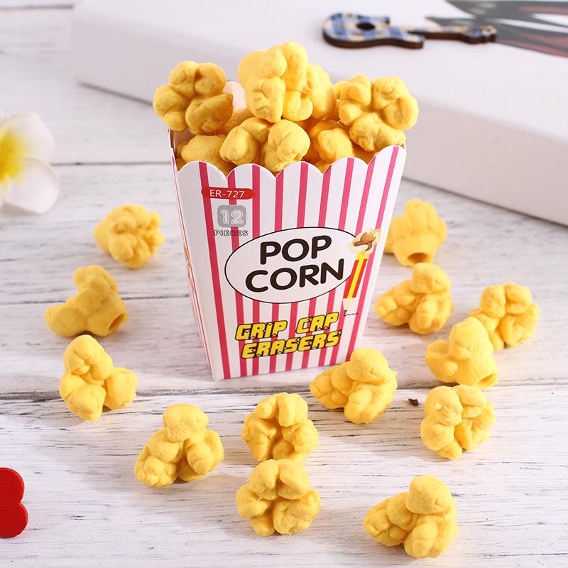 Cute Creative Cartoon Popcorn Box Eraser Eraser Set Student Stationery Eraser