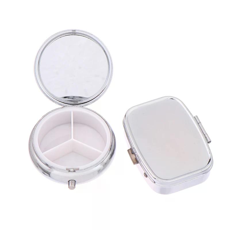Waterproof Pill Tablet Metal Pill Box Portable Rectangle Round Shape Medicine Case Light-Weight Holder Container Travel Home Use