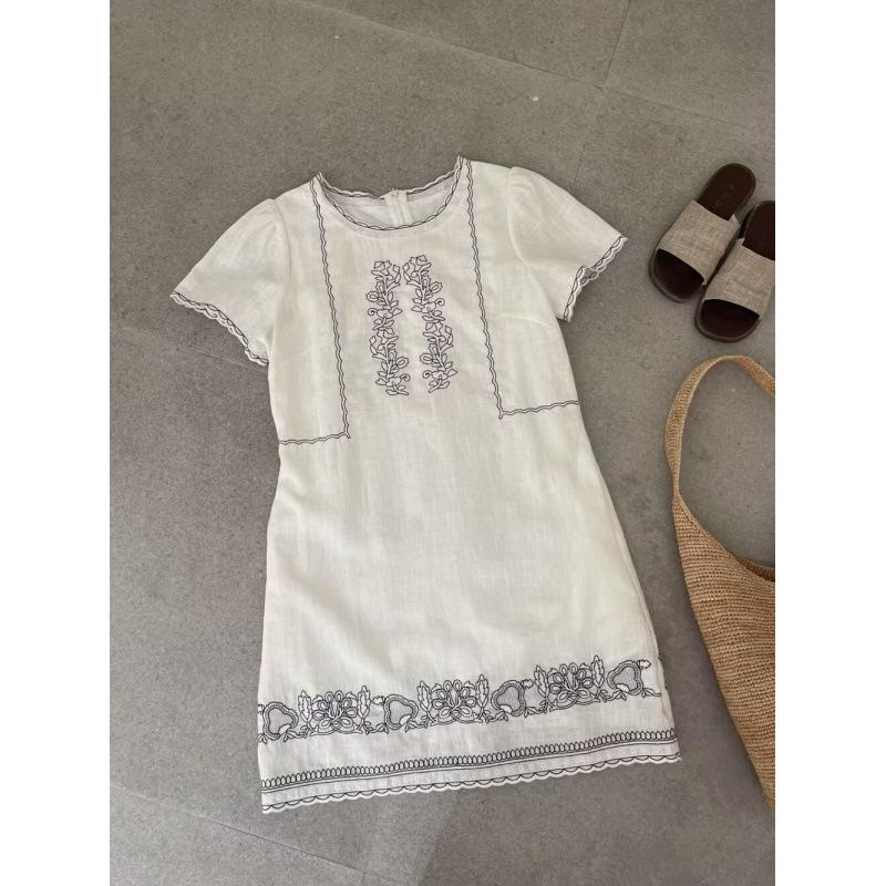 French-Style Embroidered A-Line Summer Dress - 2025 Collection XXL