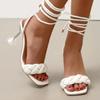 2026 New Hot Summer Fashion Design Weave Woman Sandals Women Transparent Strange Sexy Crystal High Heels Ladies Open Toe Shoes