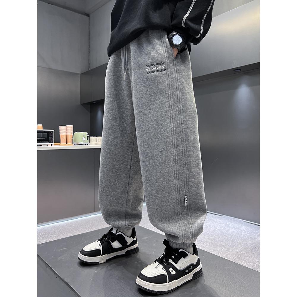 

Autumn Boys Causal Pants Kids Loose Sports Pants 110-170 Cotton Trousers for Children Winter Kids Clothing 170 сірий
