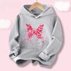 New Fashionable Pink Petal Butterfly Hoodies for Girls Spring Autumn Hooded Sweatshirt, Soft Cotton Children's Top HDHB1