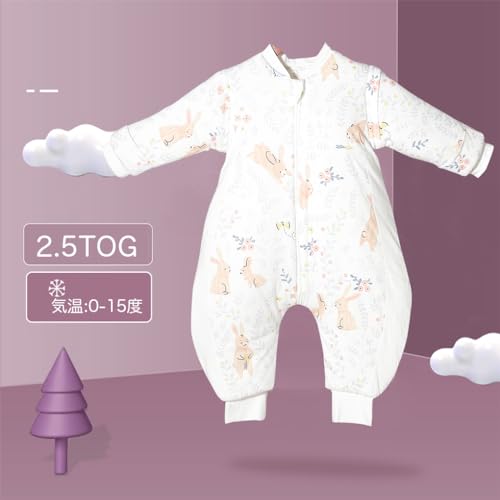 [MOMSMENU] Baby-Schlafsack, Dick, Winter, 2,5 Tog, Flauschig und Warm, Baumwolle, Weich, Mit Ärmeln und Abnehmbaren Ärmeln, Niedlich, 2-Wege-Design, Alter 15 bis 36 Monate