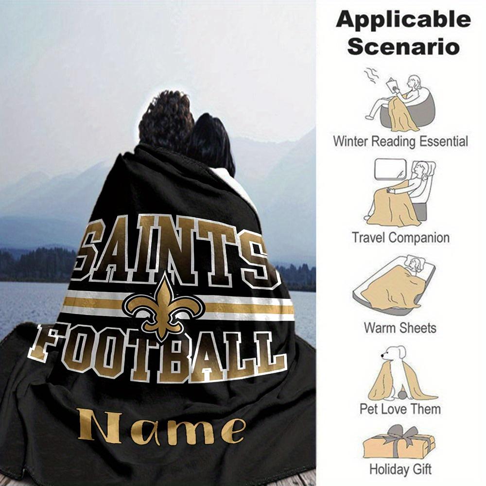 Saints Football Team Logo Customized Your Name Blanket Lightweight And Comfortable Warm Blanket Suitable For Bed Home Chair Office Sofa Camping
