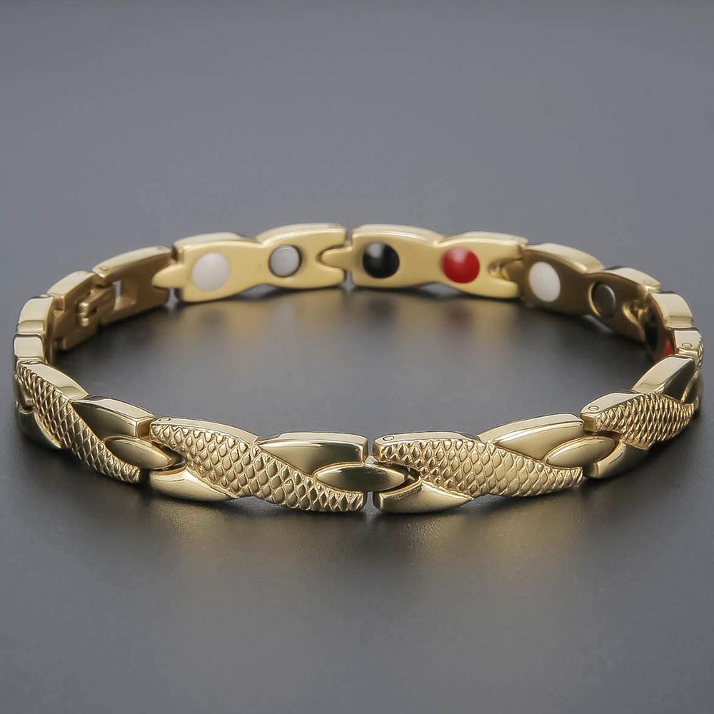 Cool Magnetic Therapy Bracelet for Man Women Waterproof Stainless Steel Snake Pattern Chain Bracelets Health Care Jewelry Gifts