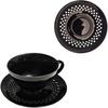 BLACK CERAMIC CUP 260ml WITH OPENWORK SAUCER FOR COFFEE AND TEA