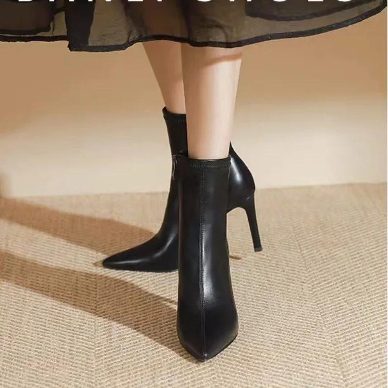 Women's Shoes 2024 High Quality Ankle Women's Boots Fashion Side Zipper Modern Boots Women Sexy Pointed Toe Shoes for Women
