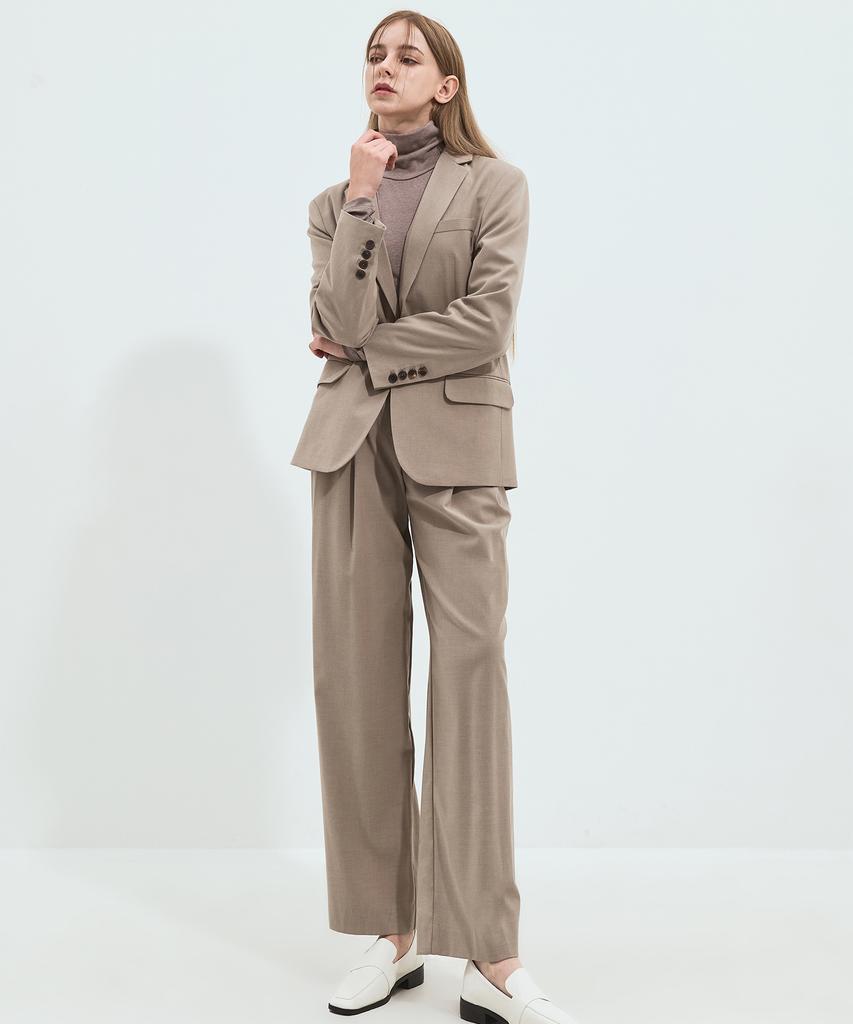 Solteuaenchokollis (Set-Up) Wool Wide Pintuck Slacks Beige 4W223V301