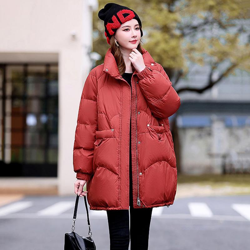 Fashion medium and long down jackets women's autumn and winter 2024 new fashion warm white duck down winter coat tide