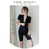 Sex Underwear Women's Sexy Silky Swimming Cloth Zipper Short Sleeve Open Gear Free Sexy Onesie Set One Piece with Hair