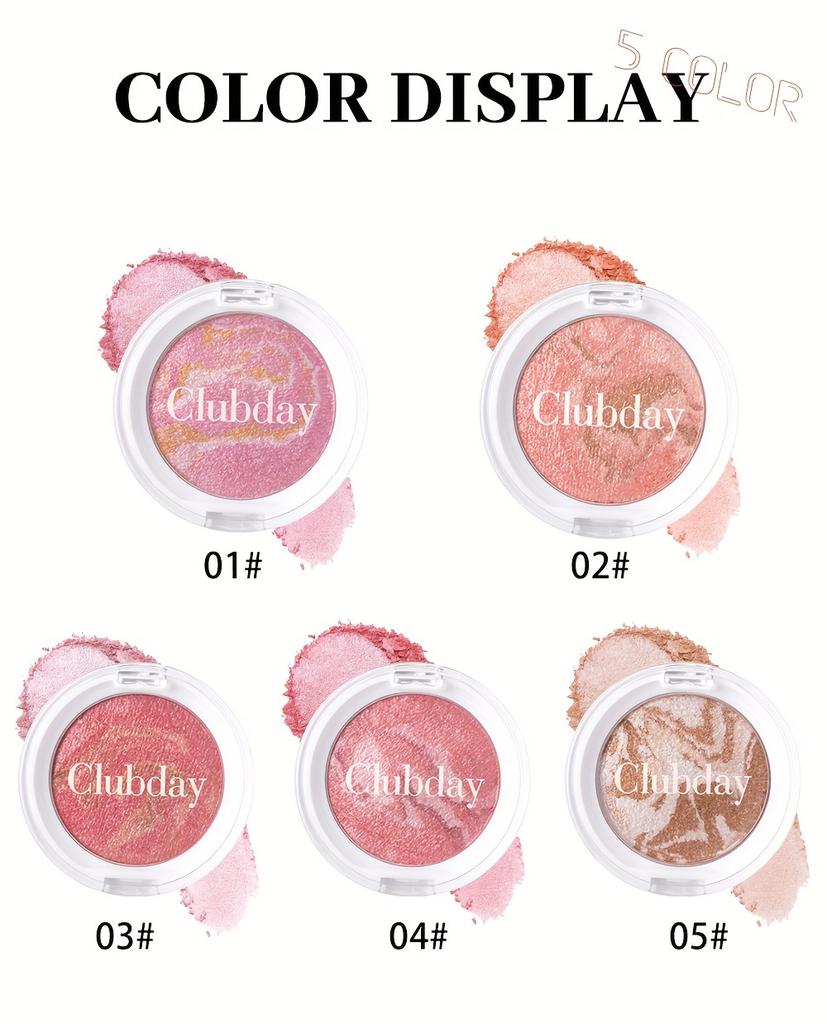 JULYSTAR Five Color Pearlized Fine Glitter Microparticle Pentel Blush Stereoscopic Contouring Tri-Color Marbled Blush