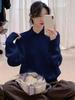 Women's Fuzzy Gray Lapel Sweater - Cozy Korean Loose Fit for Autumn/Winter