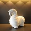 Nordic Striped Resin Horse Sculpture Bookshelf Ornament Abstract Irregular Chubby Horse Statue Animal Indoor Tabletop Decoration