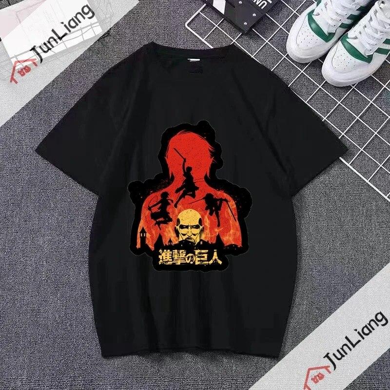 Tops Attack On Titan Y2k Graphic Printing Anime Japanese Unisex Clothing Cartoon T-shirt Short Sleeve Tee Streetwear Shirts Tees