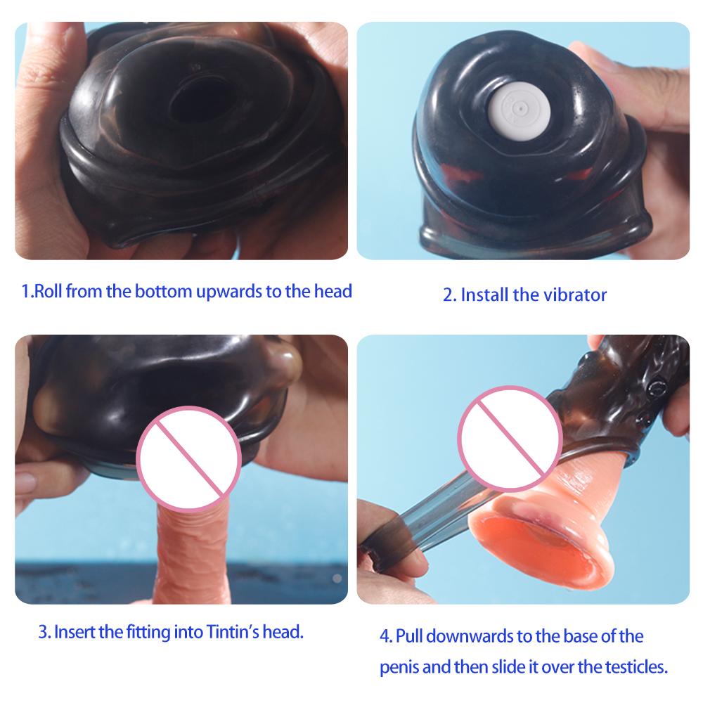 Penis Vibrator For Men Penis Enlargement Sleeve Delay Ejaculation Cock Ring Reusable Condom Penis Extender Adult Sex Toy For Men