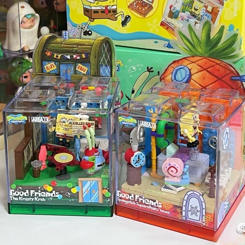 Spongebob Series Construction Blocks Box Patrick Star Krusty Krab Squidward Tentacles Room Model Assembled Toy Ornaments Present