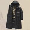 2023 Black & Gold Hooded Long Down Cotton Jacket for Men - Winter Thickened Coat for Young & Middle-Aged Couples