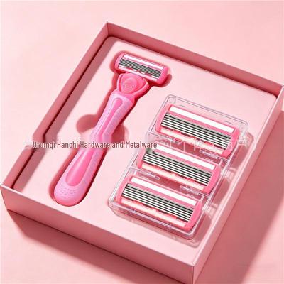 Six-Layer Pink Manual Razor Blade Holder for Hair Removal