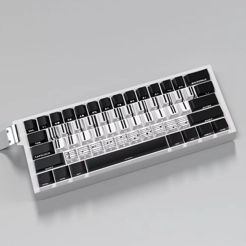 74Key Side Print Translucents Keycaps Original Profile Piano Key Theme Backlit Keycap for 60-68 Mechanical Keyboards