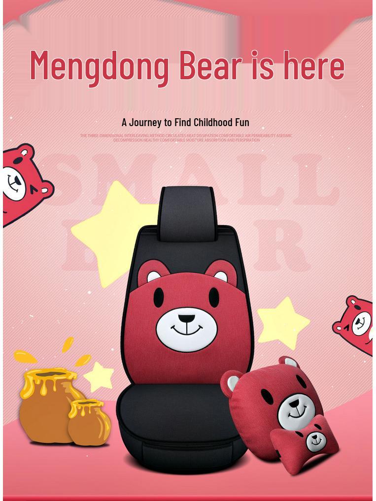 Cute Cartoon Bear Car Seat Cushion, Linen Fabric (Model 1802)