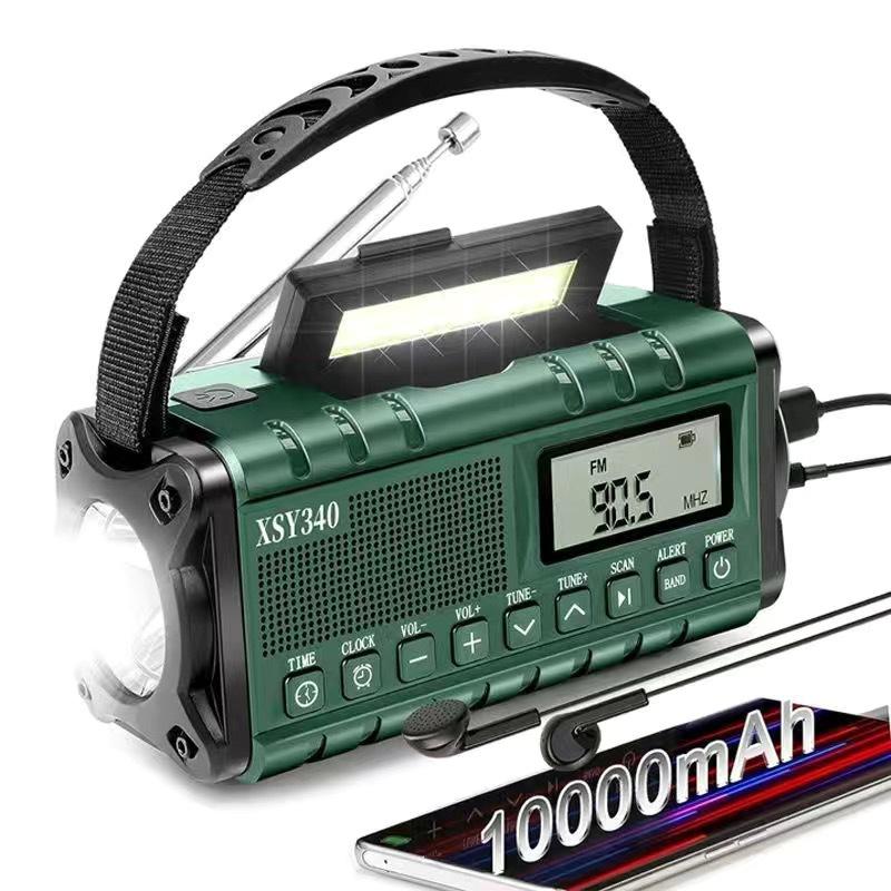 Multifunctional emergency radio, solar power bank, flashlight, reading light