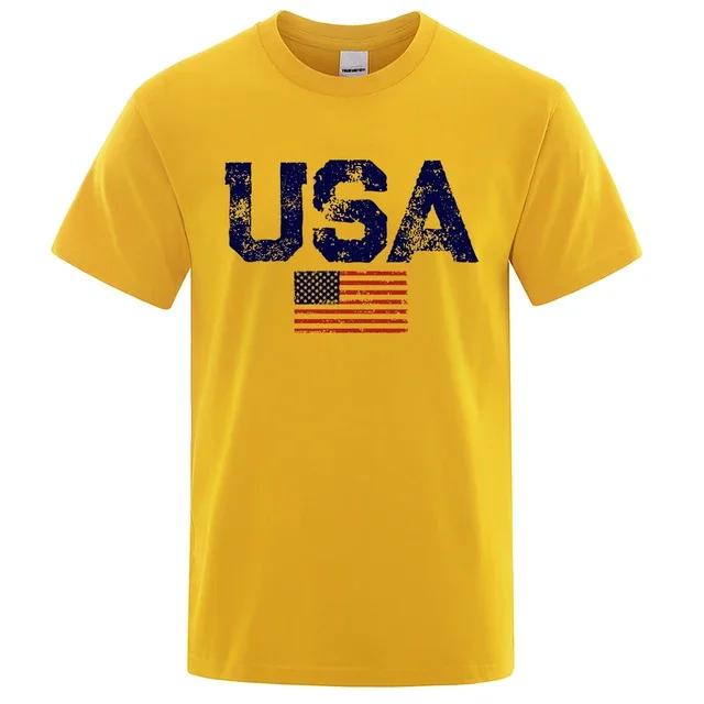 Vintage Usa Flag Street Print Male T Shirts Hip Hop Street Tshirt Summer Casual Cotton Tops Large Size Breathable Tee Clothes