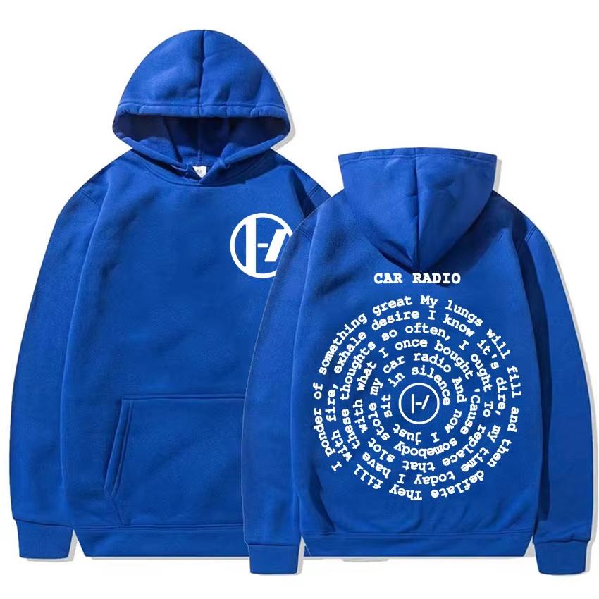 Harajuku Oversized Sweatshirt Men Women Fashion Casual Cozy H Twenty One Pilots Car Radio Double Sided Print Hoodie