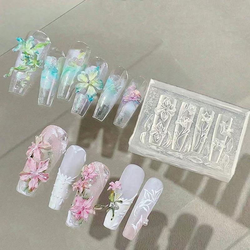 3D Forma Silikonová Ozdoby na nehty Nail Art DIY Šablony s květinovým designem Forma na nehty Šperky Řemesla Průhledná forma na nehty Nástroj