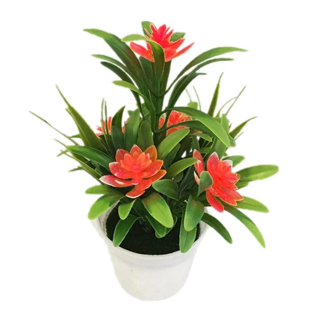 Artificial Potted Simulation Fake Yellow Red Orange Pink Purple Plants Flower Home Garden Table Decoration Room Ornament Bonsai