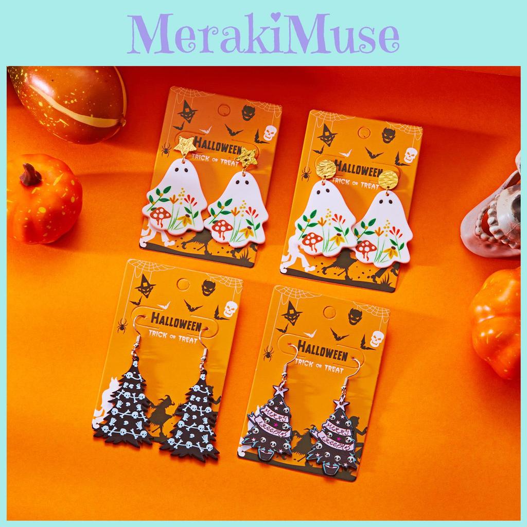 Acrylic Geometric Ghost Dangle Earrings With Electroplated Finish For Stylish Women