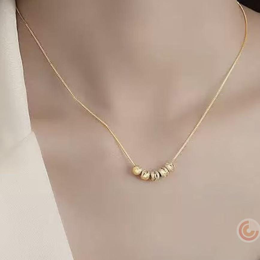 Five Blessings 18K Gold Lucky Bead Necklace – Women's Trendy Fashion Choker, Non-Fading