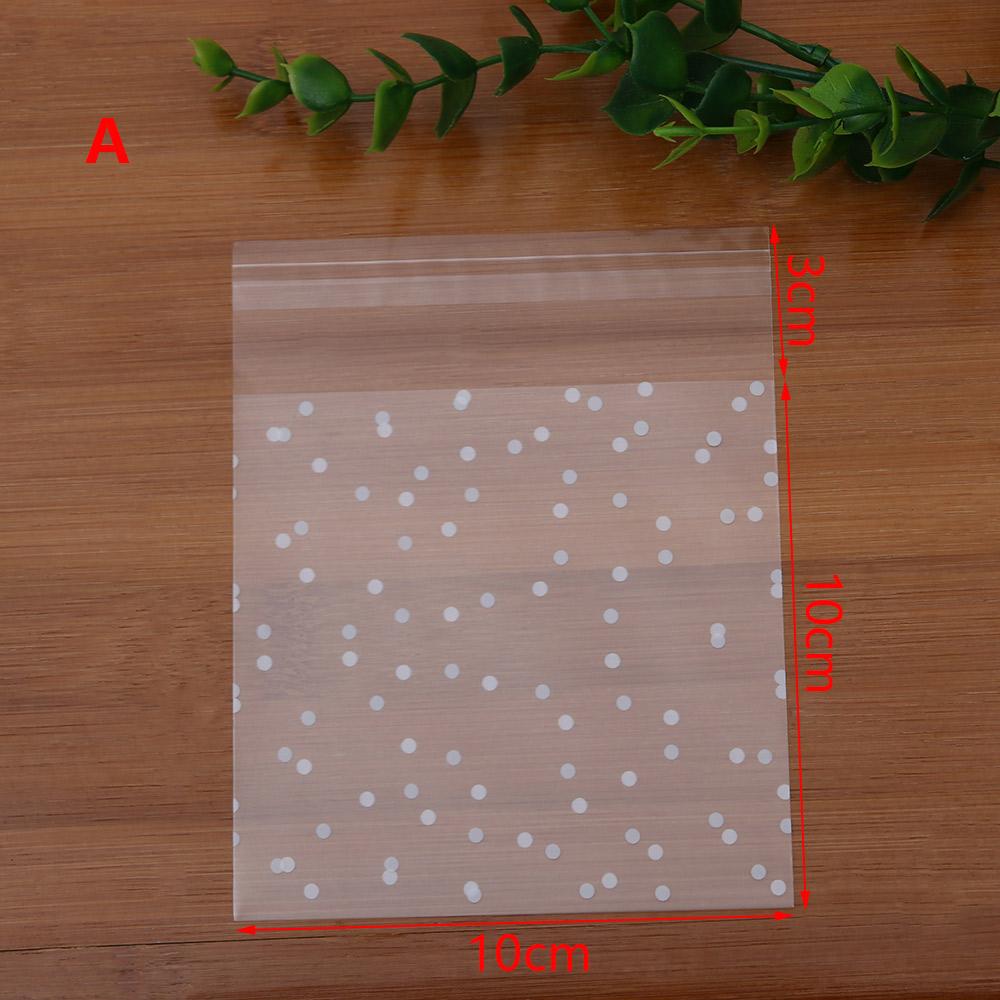 100 PCS New Hot Cookie Self Adhesive White Dots Plastic Packaging Bag Seal OPP