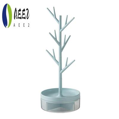 AEE2-Branch Jewelry Rack With Rotatable Base And Storage Box Tree Tower Rack Hanging Organizer