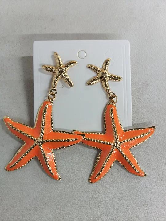 

Silver needle dripping oil starfish pendant earrings vacation style retro personality temperament earrings light luxury high-end earrings