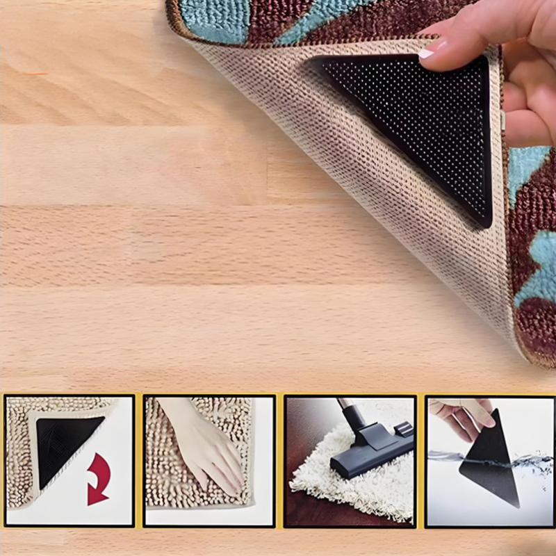 4/8 Bucăți Autocolante Triunghiulare pentru Fixarea Covoarelor Autocolante Antiderapante Potrivite pentru Pardoseală din Gresie Autocolante pentru Covor
