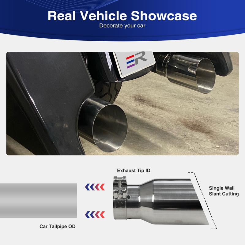 Exhaust Racing Car Exhaust Tip Modified Stainless Steel Tailpipe Flat Edge Single Layer Customize Logo Muffler Nozzle