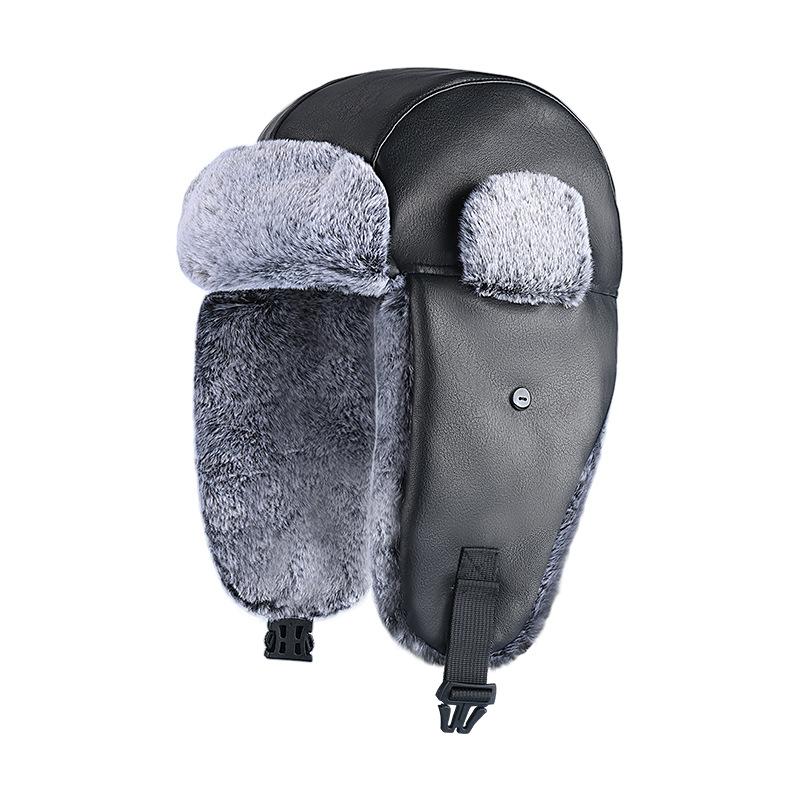 Winter new cold-proof leather men's velvet warm ear protection outdoor skiing windproof women's warm hat
