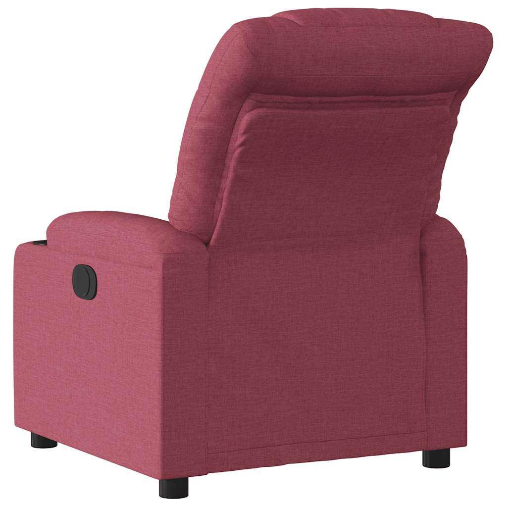 Electric Recliner Chair Burgundy Fabric