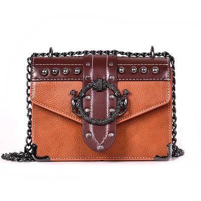 Chain Small Bag Women's 2025 New Trendy Retro Shoulder Bag Rivet Small Square Bag Korean Version Messenger Bag