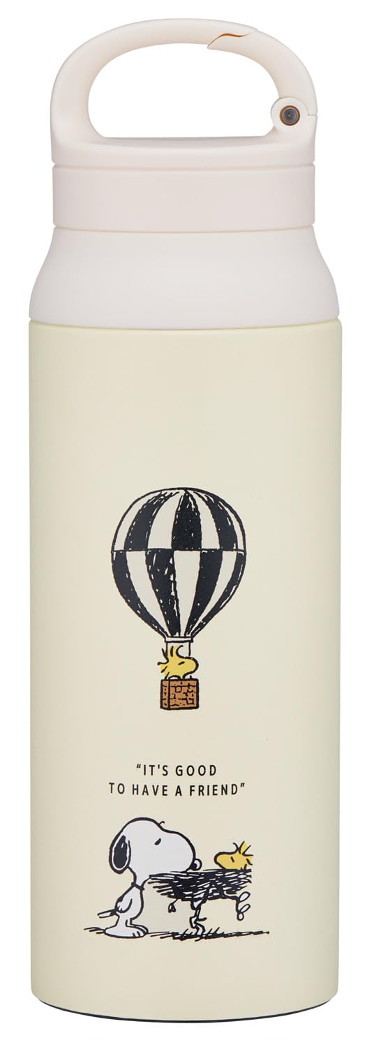 

Skater Stainless Steel Water Bottle with Carabiner Vacuum and Snoopy Badge STBC6-A Handle, Insulated, 600ml, Double-Sided Wall,