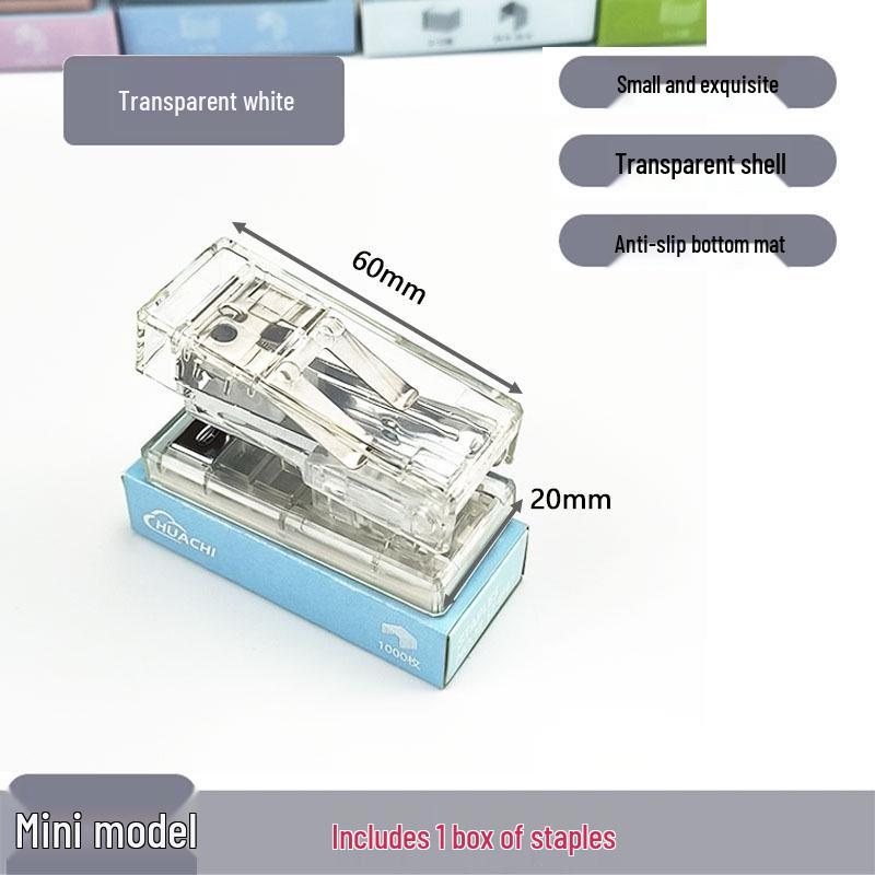 Clear Mini Stapler - Cute Macaron Solid Color Stapler for Students