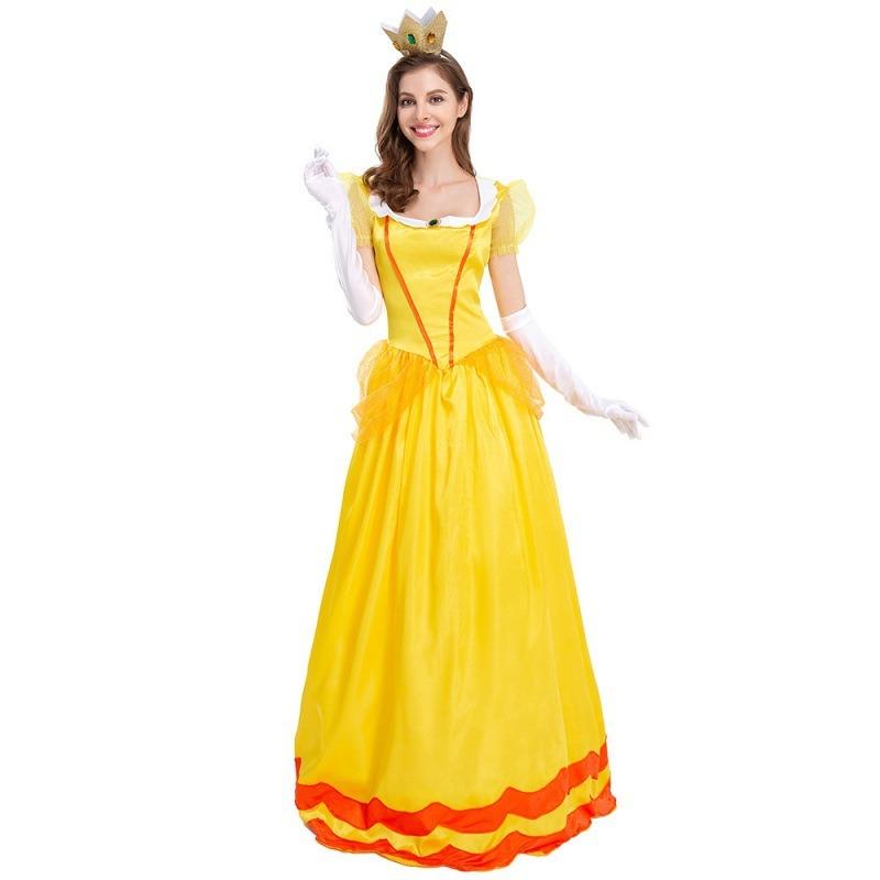Halloween Costume Mario Game World Chrysanthemum Princess Daisy Yellow Court Dress Show Dress Up
