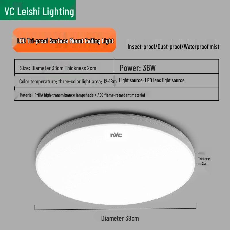 NVC/Rays Modern Minimalist LED Ceiling Light for Bedroom, Kitchen, Balcony, or Corridor