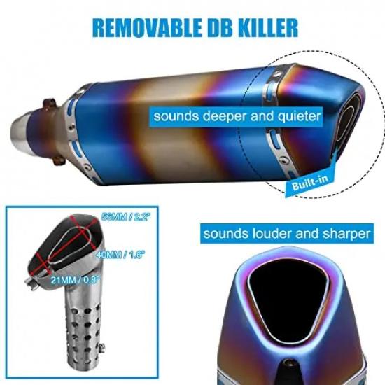 Universal Motorcycle Exhaust Muffler Slip On 400mm Lengthened 38-51mm Inlet With DB Killer Silencer