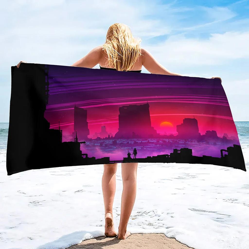 Burj Al Arab Sailing Hotel Microfiber Sand Free Beach Towel Thin Quick Fast Dry Super Absorbent Oversized Lightweight Towels