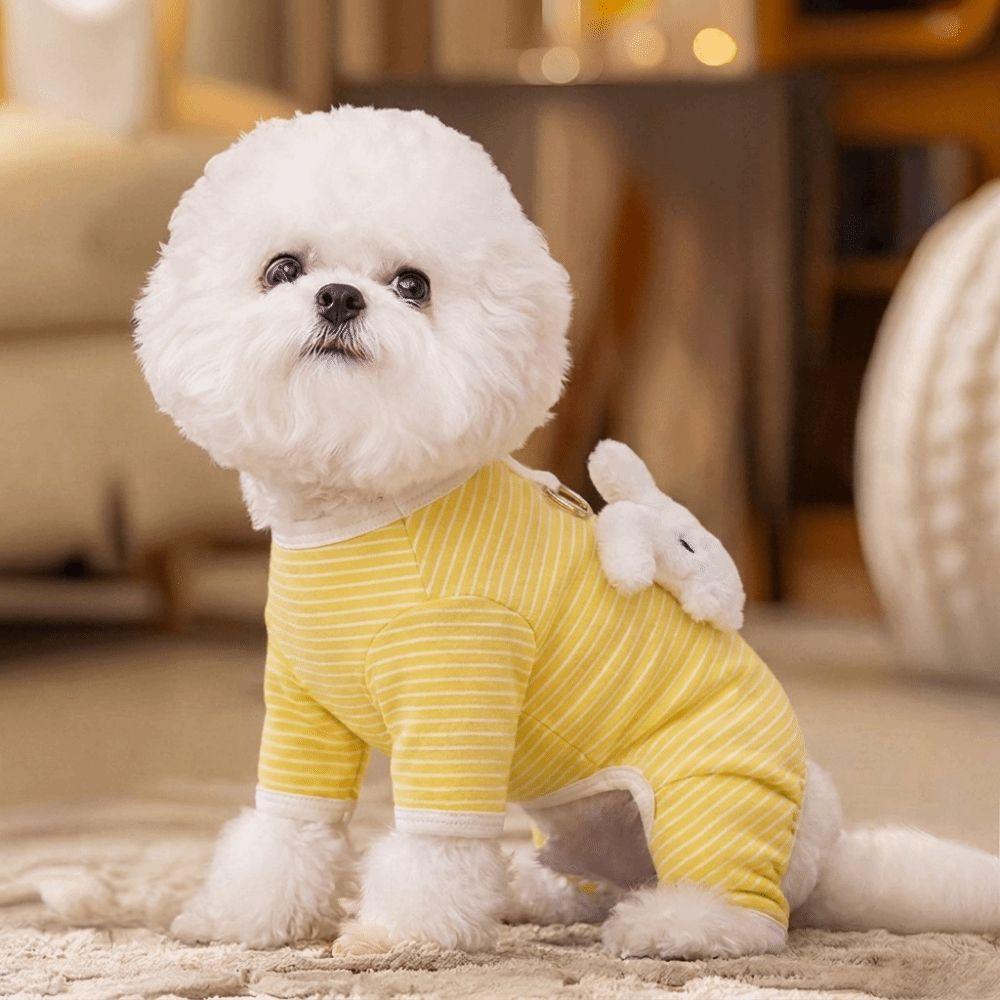 Warm Pet Four Legged Clothes Soft Dog Pajamas Pet Sleepwear Dog Striped Jumpsuit  Daily Wear