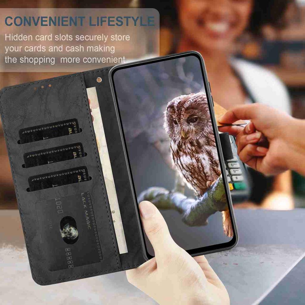 8-Color Owl Embossed Pattern Flip Card Design Wallet Case for Nokia C12 C2 C210 C22 C310 C32 G310 XR21...