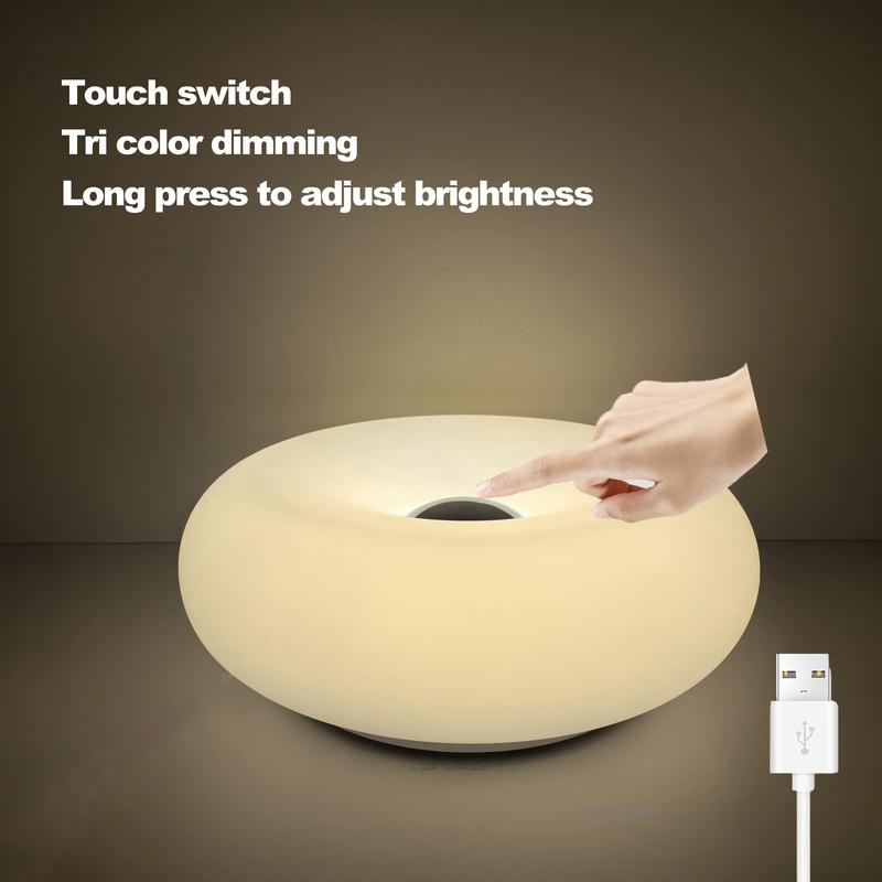 Bauhaus Donut Shaped Table Lamp USB Plug for Bedroom Bedside Living Room Dining Room Decor Ambient Light Not Glass