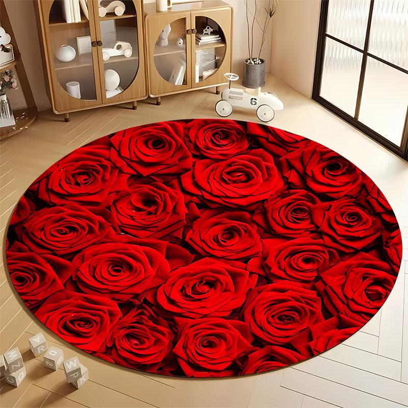 Luxurious Red Rose Carpet for Romantic Spaces round carpet for home sofa bedroom, gift